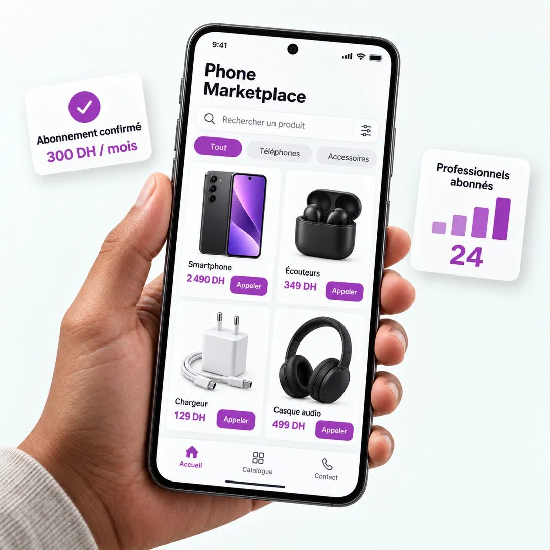 Exemple de marketplace RibSaaS sur téléphone
